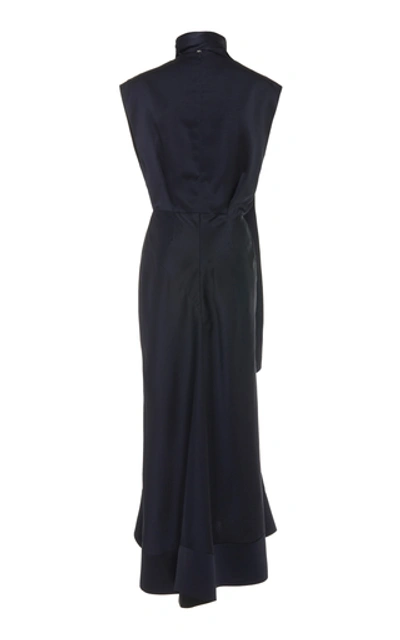 Shop Acler Dalisay Draped Midi Dress In Navy