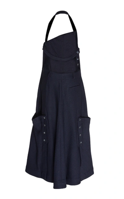 Shop Jacquemus Sleeveless Side-slit Midi Dress In Blue