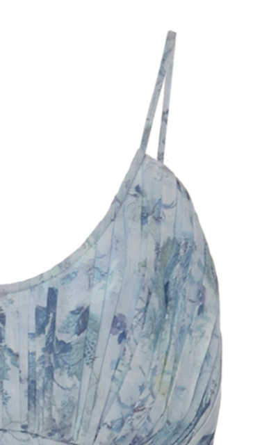 Shop Amur Promise Ruffled Silk Asymmetrical Maxi Dress In Print