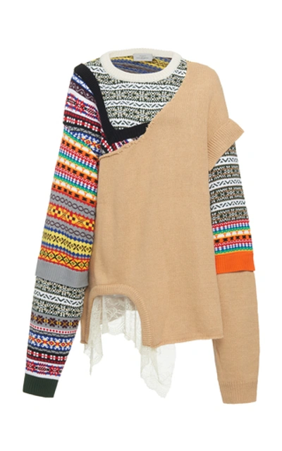 Shop Preen By Thornton Bregazzi Naya Oversized Patchwork Cotton Sweater In Multi