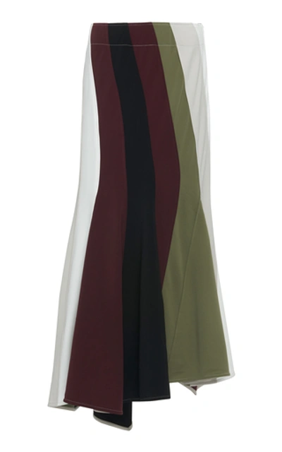 Shop Jw Anderson Women's Striped Crepe Maxi Skirt