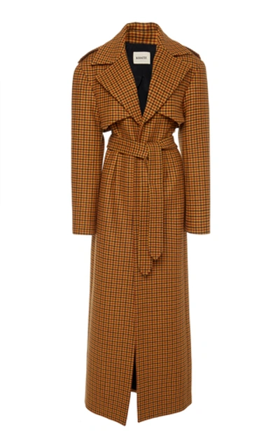 Shop Khaite Blythe Belted Checked Wool Trench Coat In Plaid