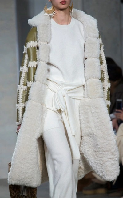 Shop Ulla Johnson Ellaria Reversible Oversized Shearling Coat In White