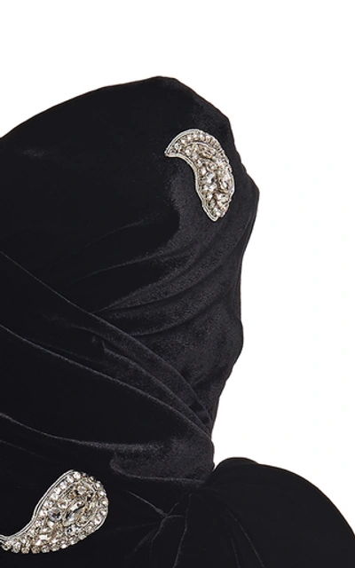 Shop Dundas Embellished Wrap-effect Velvet Mini Dress In Black