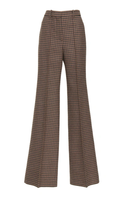 Shop Victoria Beckham Plaid Tweed High-waisted Wool Wide-leg Pants