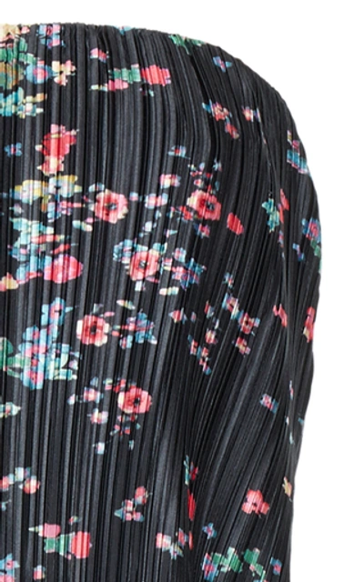 Shop Givenchy Strapless Floral-print Plissé-crepe Midi Dress