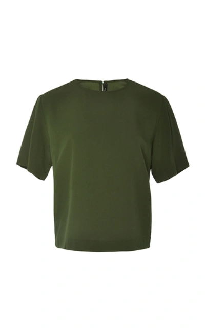 Shop Bouguessa Keyhole Crepe T-shirt In Green