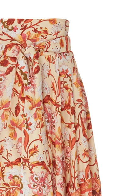 Shop Amur Nova Handkerchief-hem Floral Silk Maxi Skirt In Print