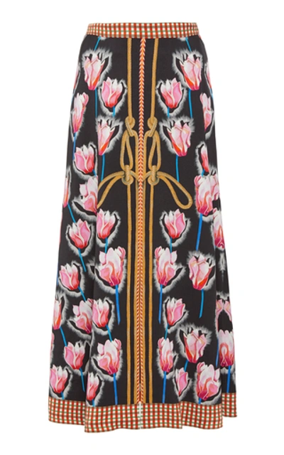 Shop Temperley London Arabesque Printed Crepe Skirt In Black