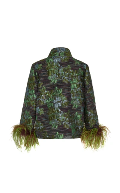 Shop Anna Sui Winter Garden Metallic Jacquard Tie-front Jacket In Multi