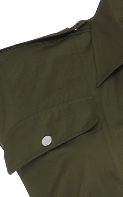 Shop Derek Lam Belted Cotton Button Down Utility Shirt Dress In Green