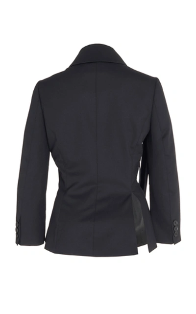 Shop Simone Rocha Ribbon-detailed Wool-blend Blazer Jacket In Black
