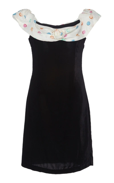 Shop Rixo London Florence Off-the-shoulder Crepe Mini Dress In Black