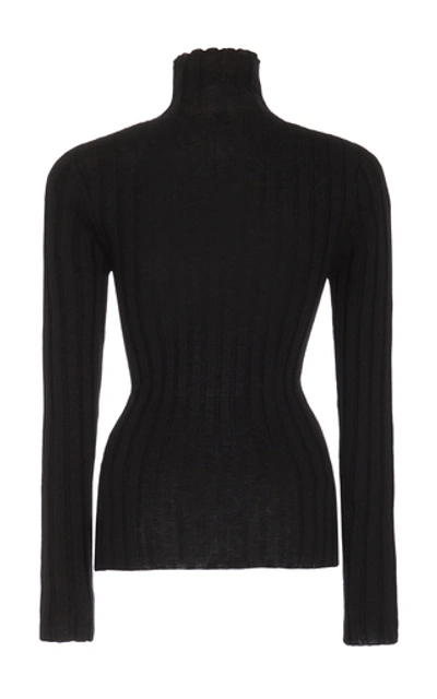 Shop Totême Palmi Ribbed Wool-blend Turtleneck Sweater In Black