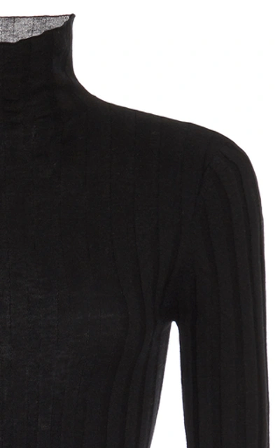 Shop Totême Palmi Ribbed Wool-blend Turtleneck Sweater In Black