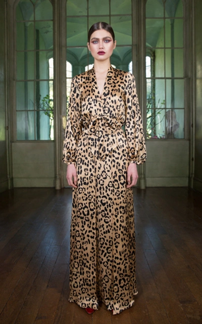 Shop Temperley London Piera Leopard-print Silk Gown In Animal