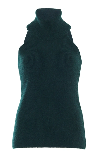 Shop Jacquemus Oversized Wool-blend Sleeveless Turtleneck In Green