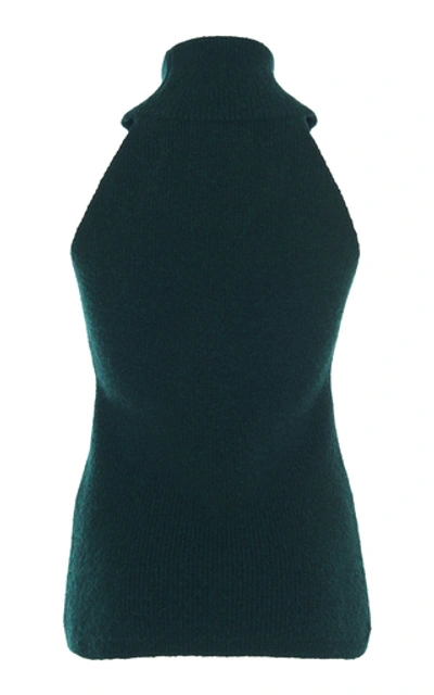 Shop Jacquemus Oversized Wool-blend Sleeveless Turtleneck In Green