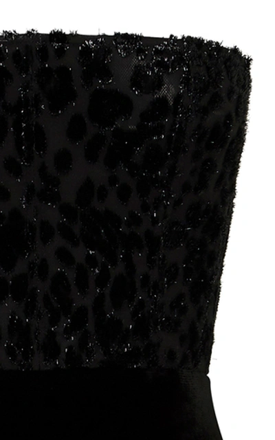 Shop Alex Perry Huxley Velvet Leopard-devore Midi Dress In Black