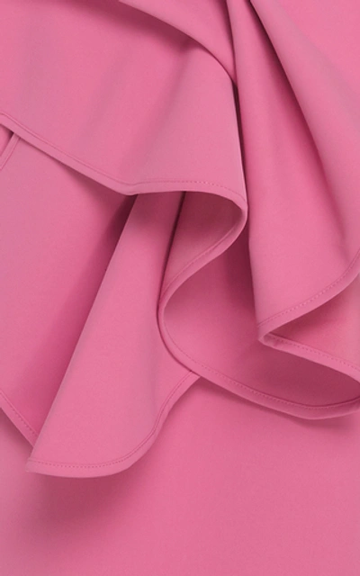 Shop Acler Habana Wrap-effect Ruffled-waist Midi Dress In Pink
