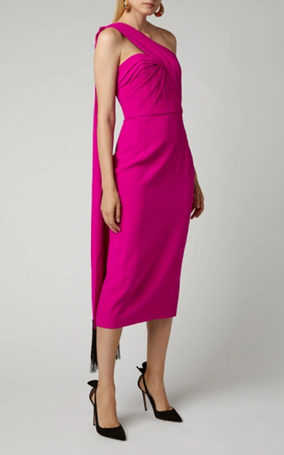 Shop Andrew Gn Scarf-effect Crepe Dress In Pink