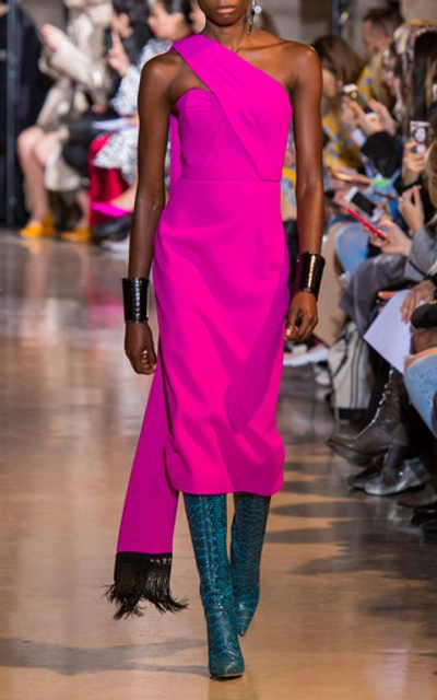 Shop Andrew Gn Scarf-effect Crepe Dress In Pink