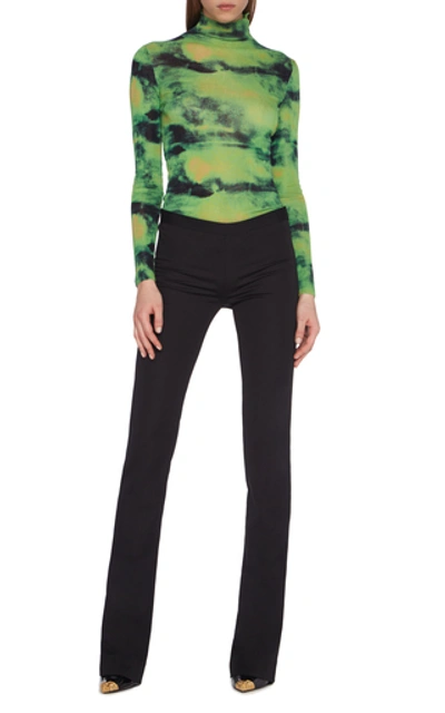 Shop Versace Tie-dyed Silk Turtleneck Top In Green