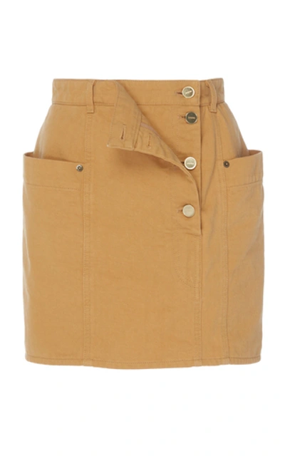 Shop Jacquemus Double-layer Button-front Mini Skirt In Neutral