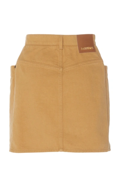 Shop Jacquemus Double-layer Button-front Mini Skirt In Neutral