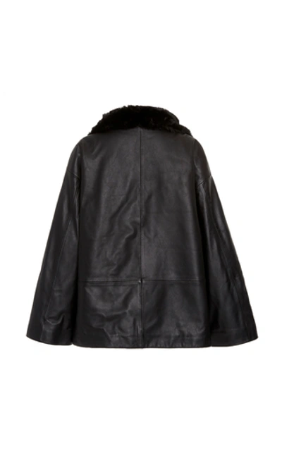 Shop Totême Annecy Oversized Leather Jacket In Black