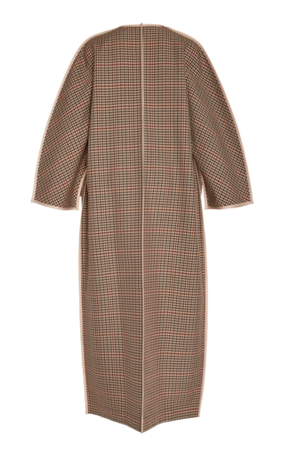 Shop Bouguessa Oversized Houndstooth Wool-blend Cape In Pink
