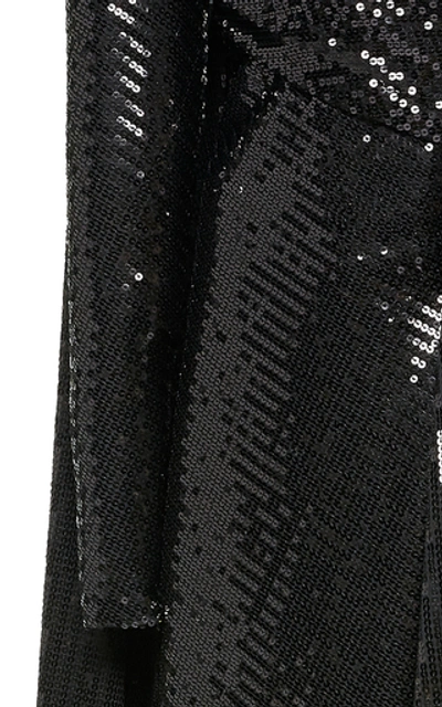 Shop Elie Saab Big Sequence One-shoulder Tulle Dress In Black