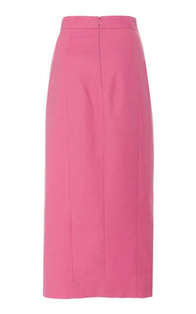 Shop Acler Aslo Scalloped Wrap-effect Midi Pencil Skirt In Pink