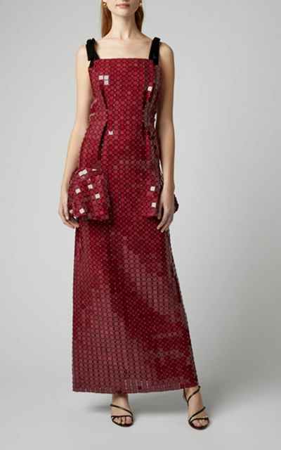 Shop Johanna Ortiz Costumbres Ancestrales Sequined Gown In Red