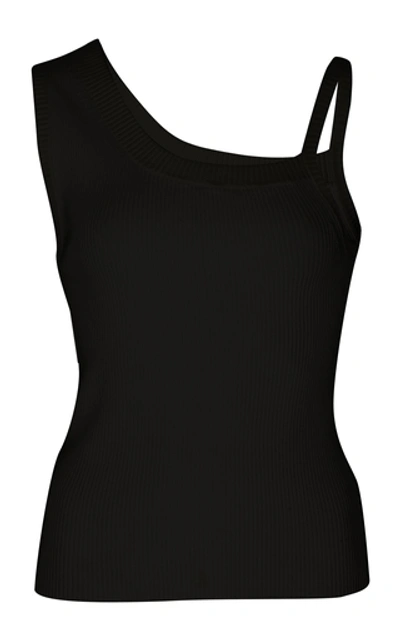 Shop Peter Do Women's Asymmetric Ribbed-knit Tank Top In Black
