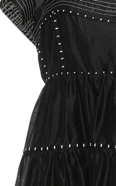 Shop Ulla Johnson Rosalie Tiered Cotton-silk Blend Dress In Black