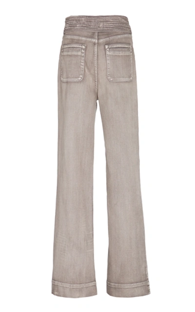 Shop Ulla Johnson Wade Belted High-waisted Wide-leg Jeans In Grey