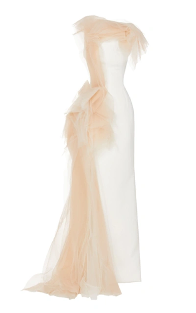 Shop Maticevski Starry Night Organza-trimmed Crepe Gown In White