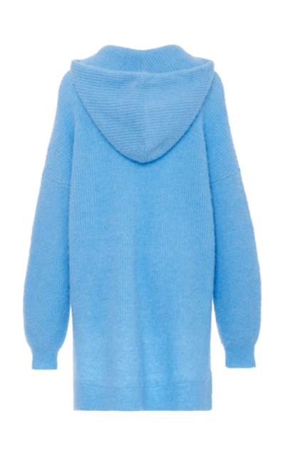 Shop Ganni Wool-blend Hooded Sweater In Blue