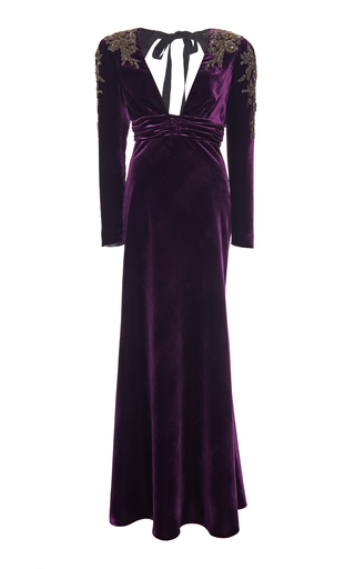 Dundas AppliquÉD Velvet Gown In Purple | ModeSens