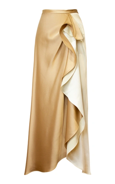 Shop Alejandra Alonso Rojas Satin Cascade Skirt In Neutral