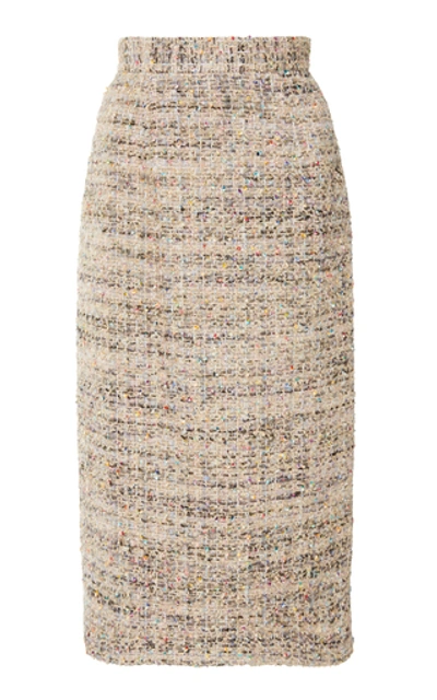 Shop Soonil Tweed Midi Pencil Skirt In Metallic