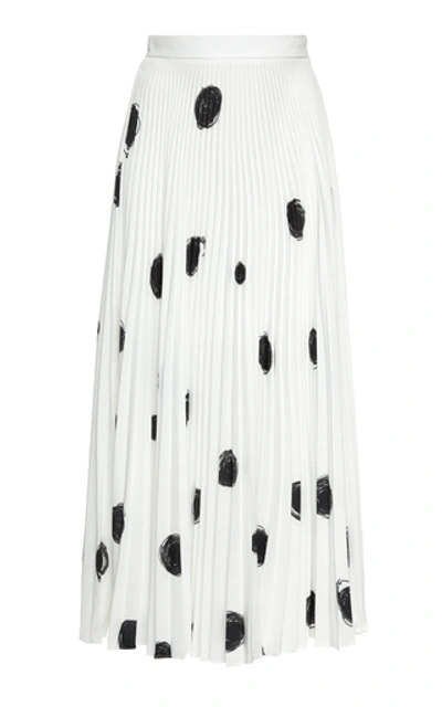Shop Christopher Kane Polka-dot Pleated Crepe Midi Skirt In White