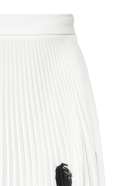 Shop Christopher Kane Polka-dot Pleated Crepe Midi Skirt In White