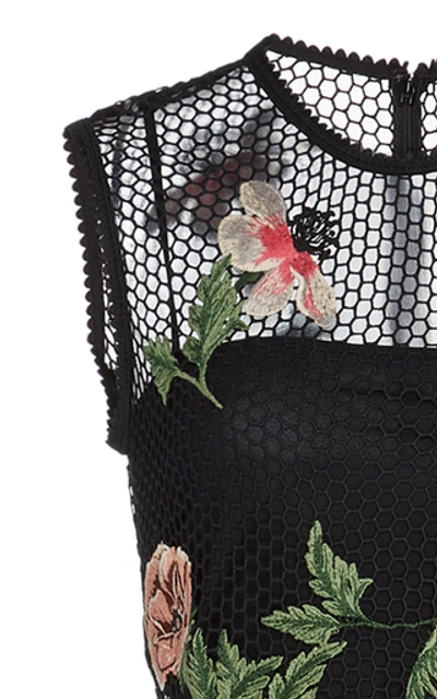 Shop Red Valentino Poppy Floral-embroidered Macramé Midi Dress