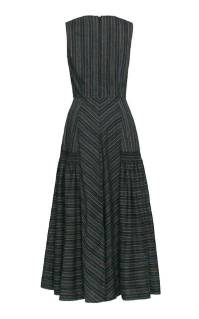 Shop Lena Hoschek Old West Cotton-blend Midi Dress In Stripe