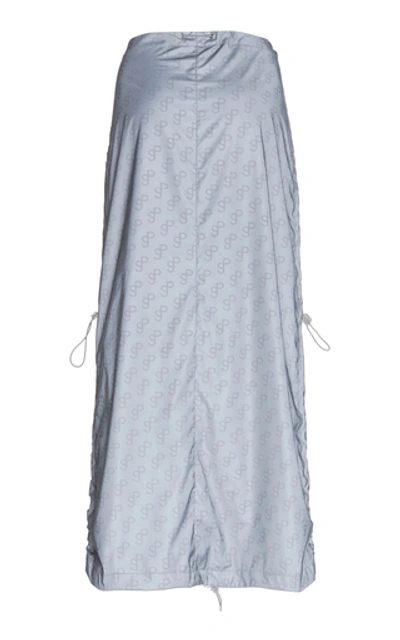 Shop Saks Potts Monogrammed Reflective Shell Midi Skirt In Grey