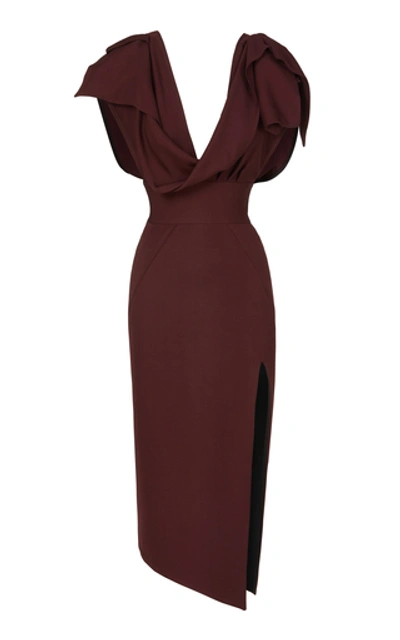 Shop Maticevski Reactionary Draped Slit Crepe Dress In Purple