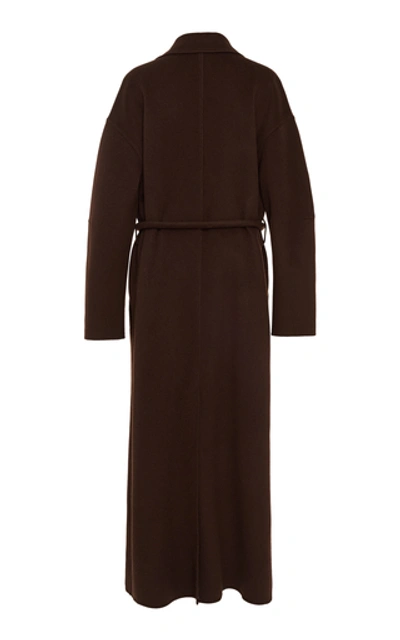 Shop Nanushka Loane Belted Wool-blend Coat In Brown