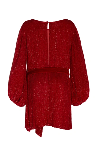 Shop Retroféte Grace Belted Sequined Dress In Red